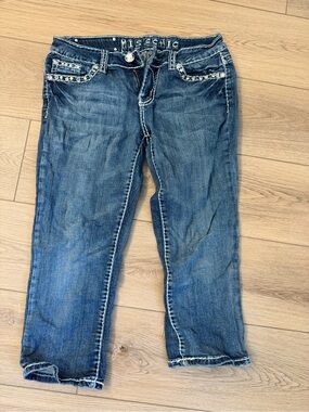 Women's Dark Blue Embellished capri — miss chic